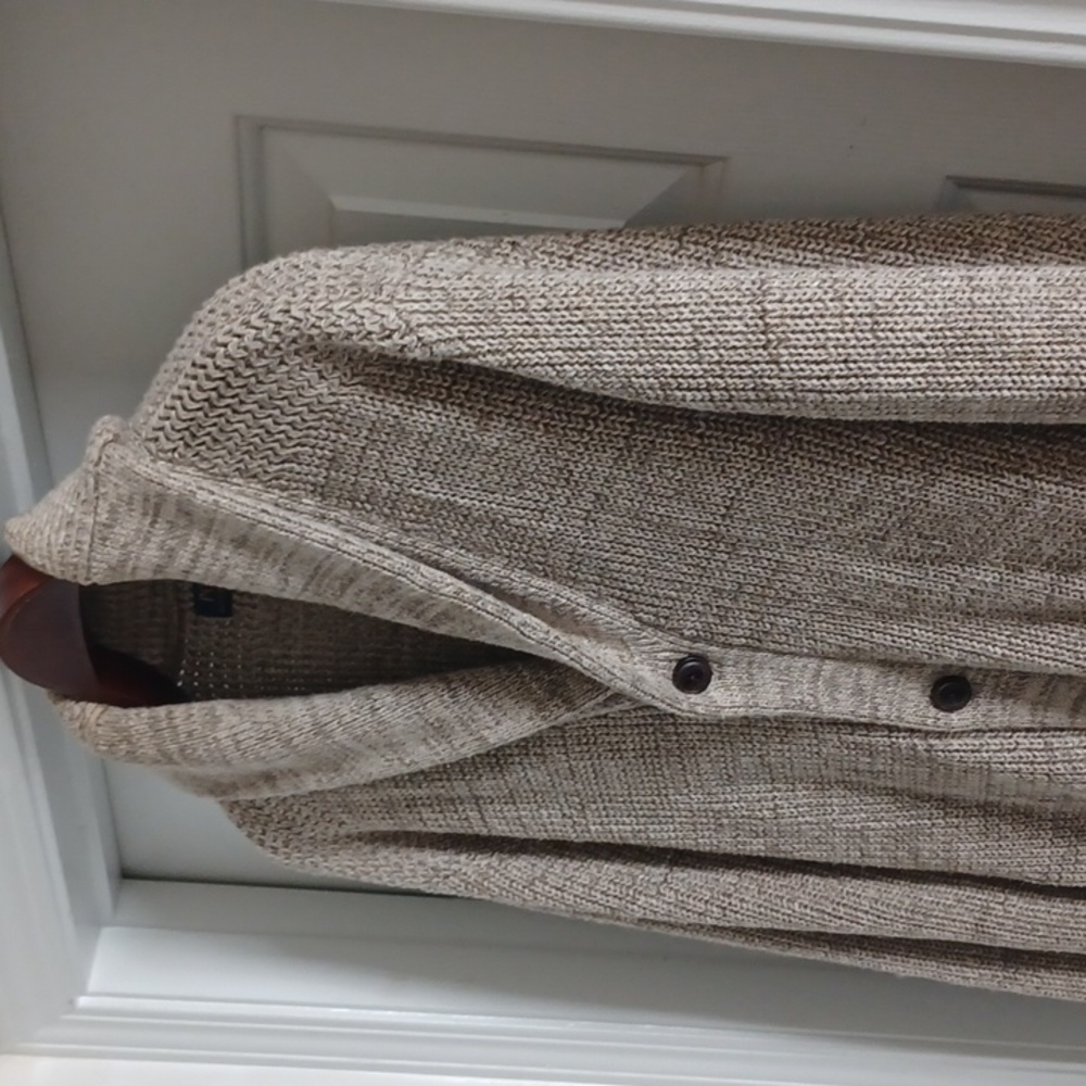 RALPH LAUREN Tan Heavy Knit Shawl Collared Cardigan Sweater, XL - Picture 6 of 12